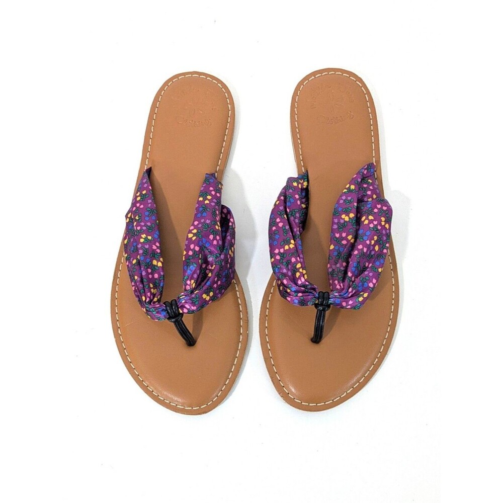Matilda Jane Toes In The Sand Purple Satin Floral Thong Sandals - Size 9 Womens